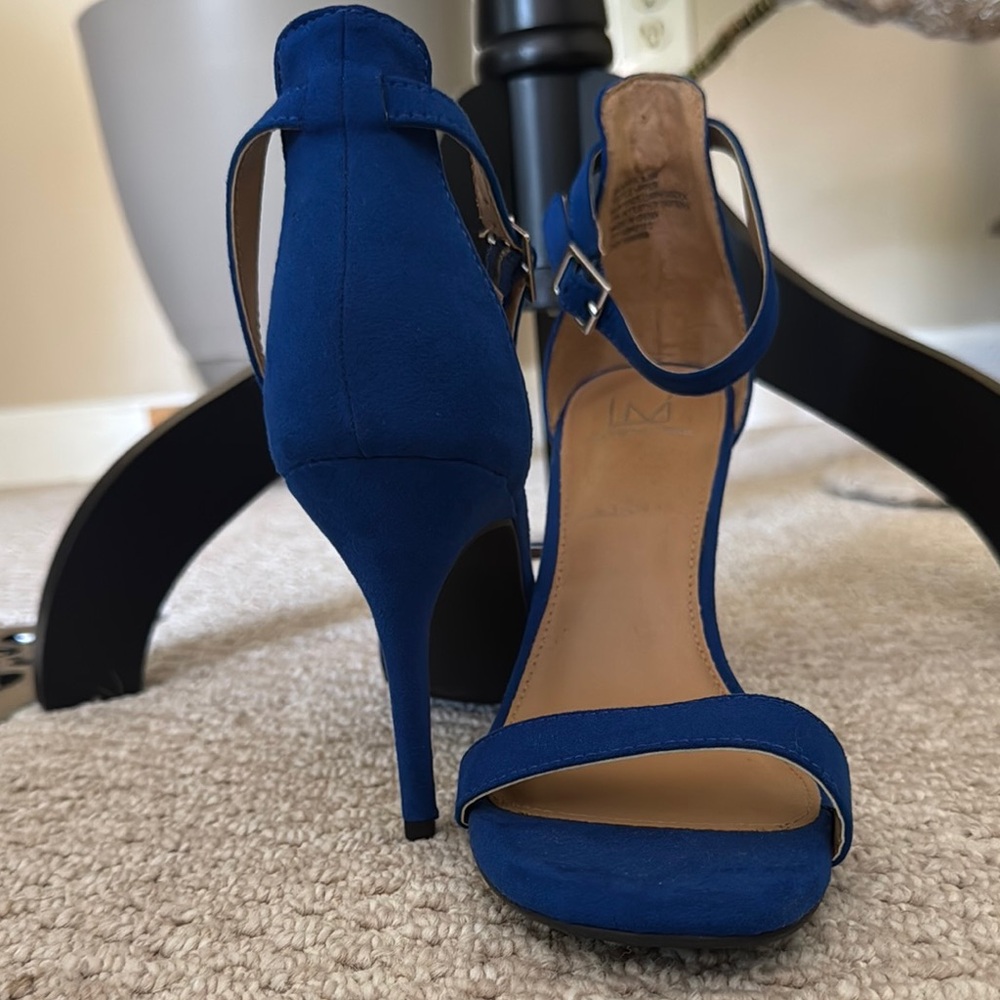 Material Girl Royal Blue Suede Heels - Picture 5 of 7